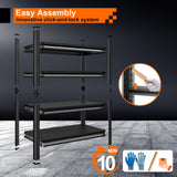 Huhaneon Heavy Duty Garage Shelves - 48''W 2,200Lbs Metal Adjustable Storage Shelving Rack Units for Warehouse Kitchen Pantry Basement 4 Tier Black 47.2" W x 15.7" D x 63" H Huhaneon