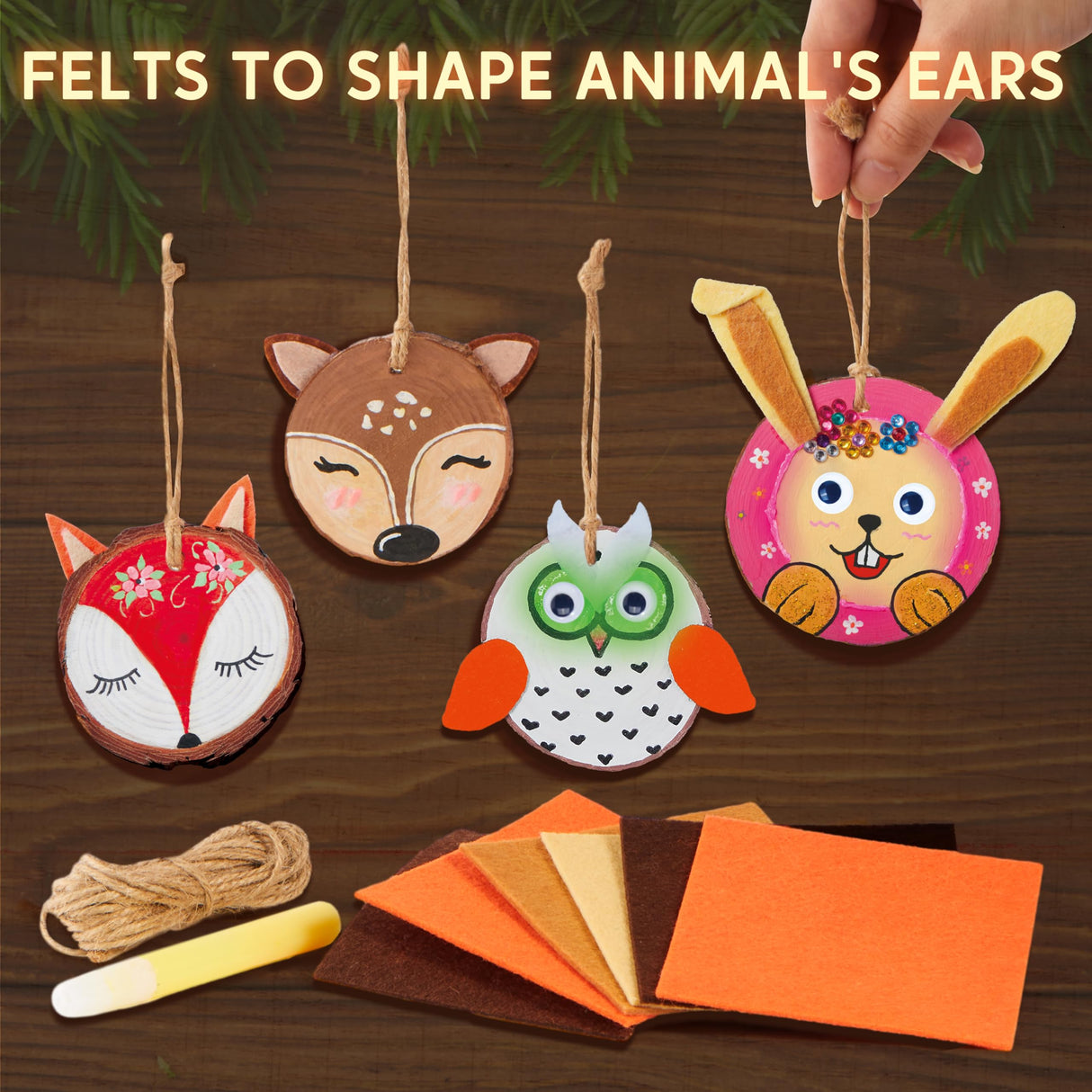 Klever Kits Wooden Painting Craft Kit-Glow in The Dark- Arts and Crafts for Kids Ages 6-12 Wood Slices with Art Activitiy Supplies, Wood Crafts for Boys Girls Party Gift Christmas Tree Ornaments Klever Kits