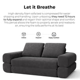 LIKIMIO Convertible Sleeper Sofa Bed Floor Sofa 3-in-1 No Assembly, Foldable Mattress with Corduroy Upholstery Dark Grey, Lounge Loveseat Couch for Living Room Studio Guest Room LIKIMIO