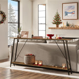 YATINEY 78.7" Console Table, Extra Long Entryway Table, Narrow Sofa Tables Behind Couch, Industrial Skinny Hallway Table for Entryway, Display Table, Rustic Brown and Black CT20BR YATINEY