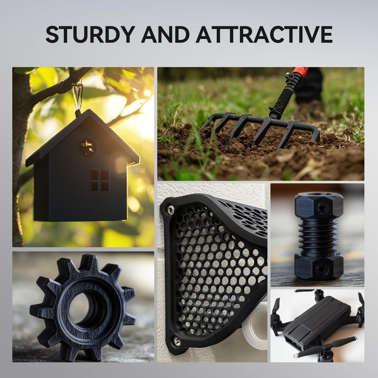 SUNLU Carbon Fiber Filament, PETG-CF 3D Printer Filament 1.75mm, Excellent Mechanical Properties, High Impact Strength, Heat-Resistant, Fit Most FDM Printers, PETG CF 1KG Spool. (Matte Black) SUNLU