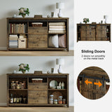 REAHOME 60" Buffet Cabinet with Storage, Farmhouse Sideboard Buffet Cabinet with Sliding Barn Doors & 3 Drawers, Wood Coffee Bar Cabinet Buffet Table for Kitchen, Dining Room, Rustic Brown REAHOME