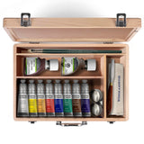 Winsor & Newton Winton Oil Colour, Wooden Paint Set 8 x 37ml Tubes (includes Liquin, Sansodor, 2 Brushes, Knife, Cloth, Godet) Winsor & Newton