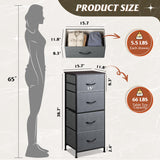 WLIVE Dresser with 4 Drawers, Storage Tower, Organizer Unit, Fabric Dresser for Bedroom, Hallway, Entryway, Closets, Sturdy Steel Frame, Wood Top, Easy Pull Handle, Dark Grey WLIVE