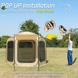 JELUCAMP 10x10 FT Pop Up Screen Tent - Instant Screened Gazebo Canopy with Mosquito Net, Portable Backyard Tent for 4-6 People, Easy Setup Patio Shelter for Camping, BBQ, Sports & Outdoor Activities JELUCAMP