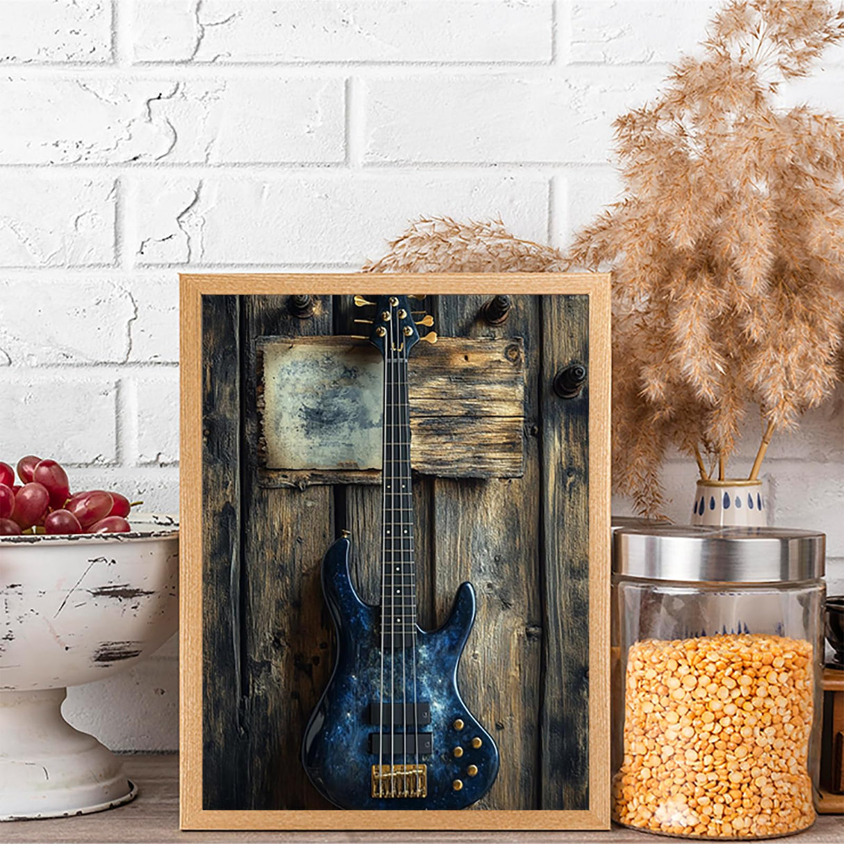 KAYEIUU Blue Bass Guitar Diamond Art Kits for Adults, Music Diamond Painting Kits for Beginners 5D Full Drill Diamond Dots with Diamond Gem Art and Crafts for Home Wall Decor 12x16 inch KAYEIUU