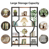 Tribesigns Vintage 5-Tier Bookshelf with 12 Open Display Shelves - Elegant Wooden Bookcase with Metal Frame for Home Office and Living Spaces Tribesigns