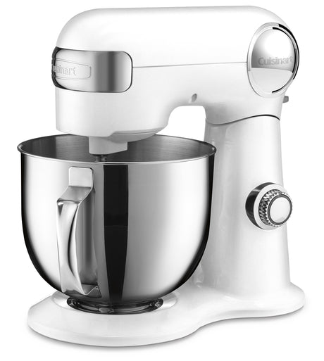 Cuisinart Stand Mixer, 12 Speed, 5.5 Quart Stainless Steel Bowl, Chef’s Whisk, Mixing Paddle, Dough Hook, Splash Guard w/ Pour Spout, White Linen, SM-50, Manual Cuisinart