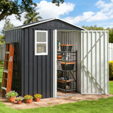 YADSUNY 6x4 FT Outdoor Storage Shed, Metal Garden Tool Shed with Updated Frame Structure, Lockable Doors and Windows, Ideal for Backyard Garden Patio Lawn, Grey YADSUNY