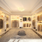 Armocity 120 Inches Closet System, 10FT Walk In Closet Organizer with 3 Shelving Towers, Heavy Duty Clothes Rack with 3 Drawers, Built-In Garment Rack, 120" L x 16" W x 75" H, Max Load 1300 LBS, White armocity