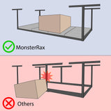 MonsterRax Overhead Garage Storage Rack 2x8, Ceiling Mounted Shelving, Adjustable Hanging Organizer, Heavy Duty Steel, 350 Pound Capacity, Color: Hammertone, Adjusts 24-45" from Ceiling MonsterRAX Storage Solutions