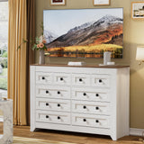 PAKASEPT 10 Drawers Dresser, Farmhouse Dresser for Bedroom, Wood Dressers & Chests of Drawers White Dresser Closet Organizers for Bedroom,Hallway PAKASEPT