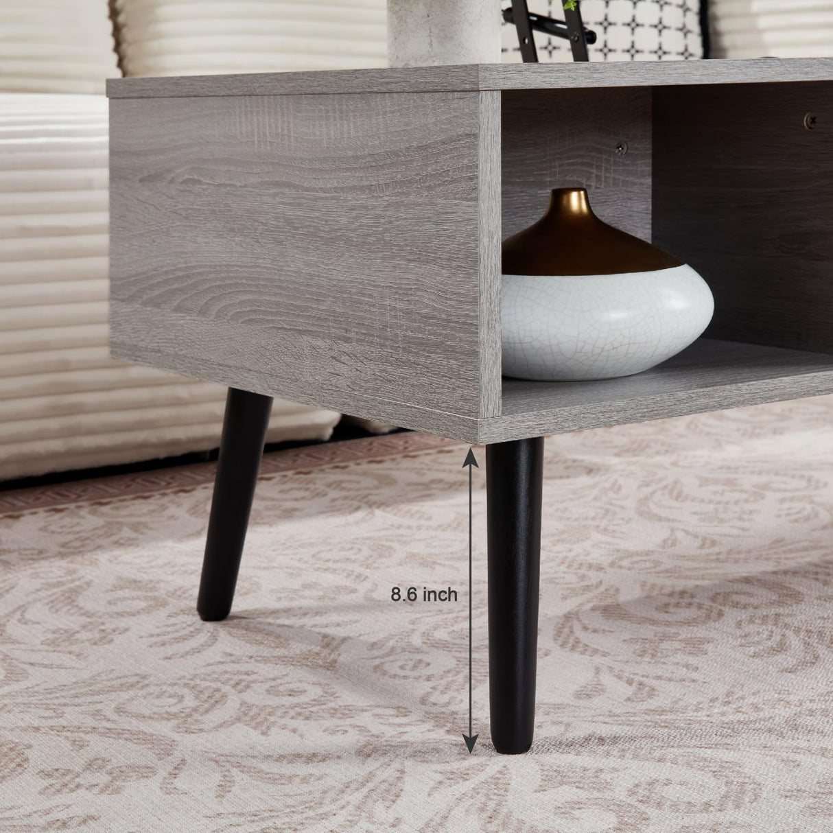 Furrnook 39" Lift Top Coffee Table with Hidden Compartment & Storage Shelf, Multifunctional Desk for Living Room, Home Office, Ergonomic Lift, Ample Storage for Gadgets & Essentials (Gray) Furrnook