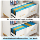 Tribesigns Lateral File Cabinet with Drawer, White Filing Cabinet with Adjustable Hanging Rod for Letter/Letter/A4 Size Files, 35.4" Wood Modern Printer Stand with Open Storage Spaces for Home Office Tribesigns