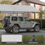 GOJOOASIS 10x20 Carport Heavy Duty Portable Garage Shelter Metal Car Canopy Tent with UV-Resistant & Weatherproof Top Cover for RV & Vehicles (White, 10x20 Without sidewalls) GOJOOASIS