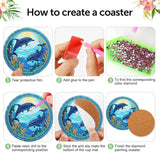 Meothan 8 Pcs Diamond Art Coasters Kits for Adults with Holder Cork Pads, Diamond Dots Art Painting Coasters Crafts Kit for Home Office Decor (Different Animals) Meothan