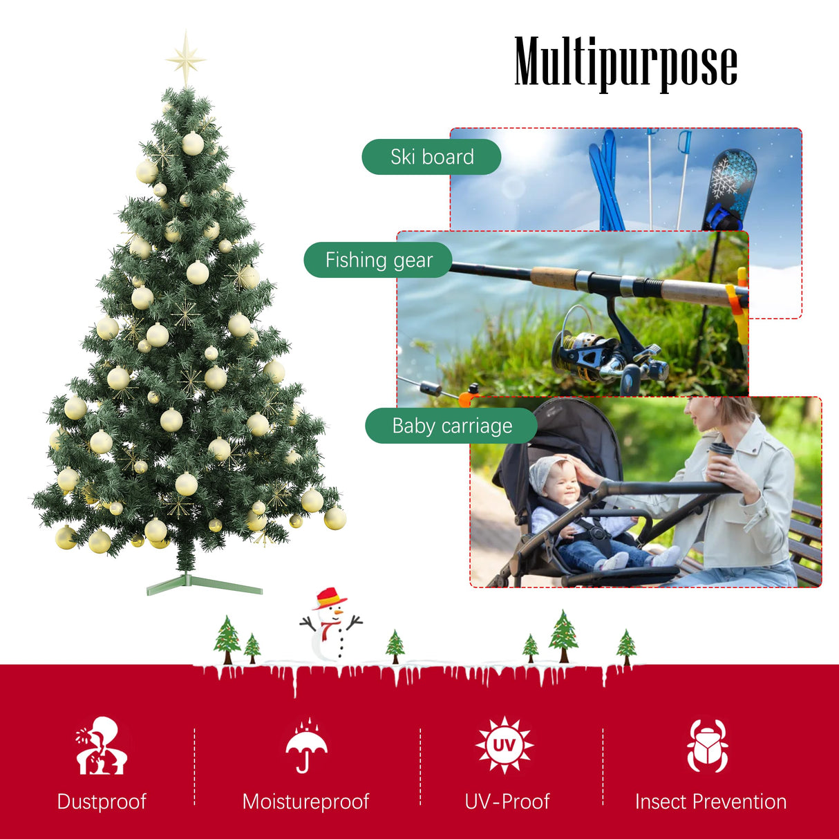 Cosy Family 7.5 ft Christmas Tree Storage Bag - Durable Heavy Duty Extra Large Artificial Xmas Holiday Tree Bag with Reinforced Handles and Dual Zippers Wide Opening - Red Cosy Family
