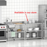 Free Standing Stainless-Steel Single Bowl Commercial Restaurant Kitchen Sink Set w/Faucet & Drainboard, Prep & Utility Washing Hand Basin w/Workbench & Double Storage Shelves Indoor Outdoor (39.5in) KINGBO