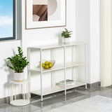 HDANI 39.4 Inches Metal Console Table with 3 Tier Storage Shelves,Sofa Table,Narrow Console Table,Modern Style,Suitable for Entryway Table Living Room,Bedroom,White HDANI