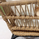 NICESOUL® 6 Pcs Boho Outdoor Small Patio Furniture Lounge Set with Beige Cushion and Round Glass Table with Ice Bucket Natural Color Wicker Conversation Sofa Set for Garden Balcony Deck NICESOUL