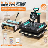 Specraft 5-in-1 Combo Heat Press, 15x15 360° Swing Away Heat Press Machine for T Shirts Mugs Hat Plate Cap, Digital Sublimation Machine, Green Black SPECRAFT