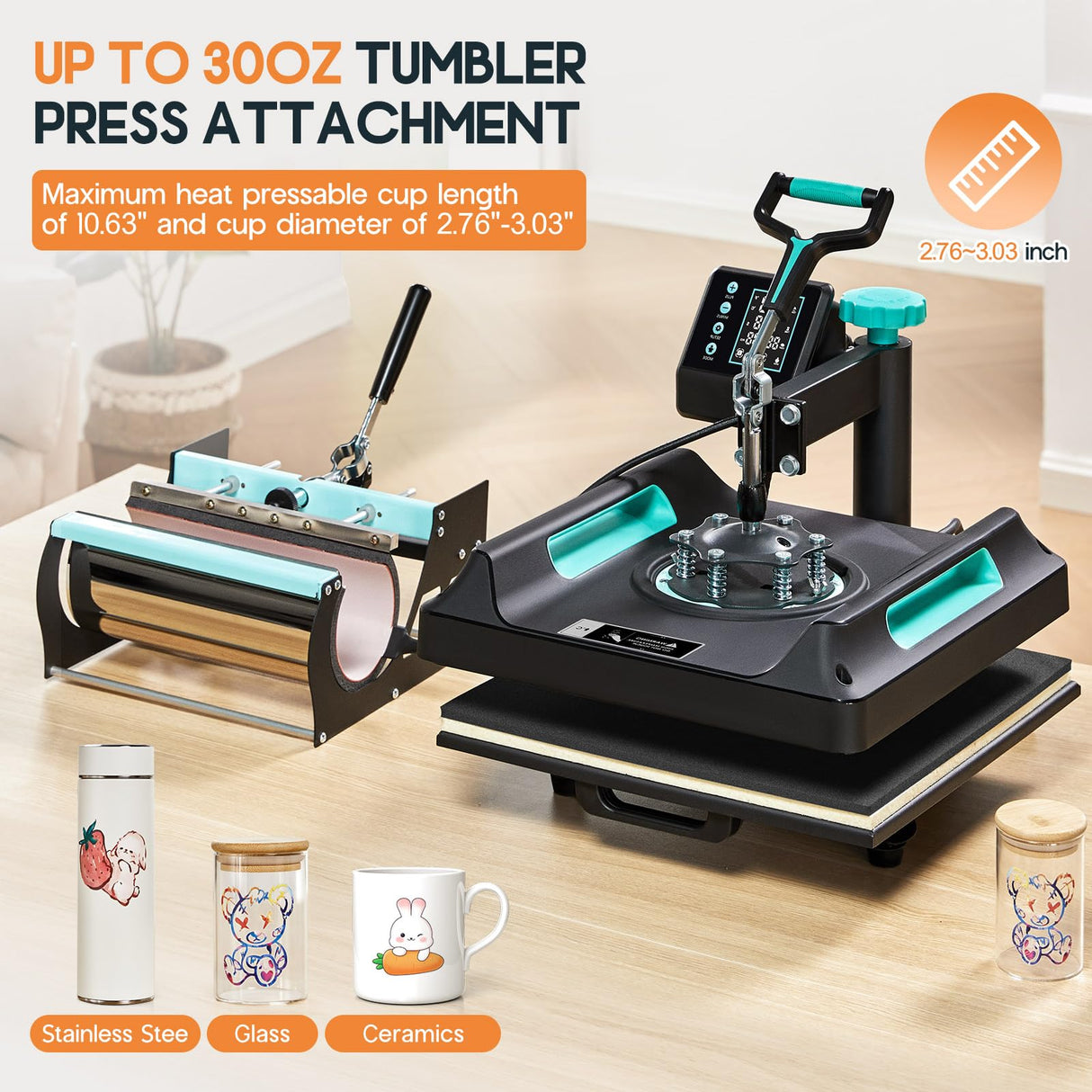 Specraft 11-in-1 Combo Heat Press, 15x15 360° Swing-Away Digital Sublimation Machine for T-Shirts Mugs Hats Plates Shoes, Green Black SPECRAFT