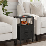 TUTOTAK End Table, Couch Side Table, Nightstand with Cloth Drawer, Set of 2, Bedside Table, Black TB01BK066 TUTOTAK