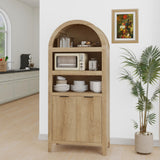 blini 70" Tall Arched Cabinet, Wooden Kitchen Pantry Arched Cabinet with Fluted Doors Versatile Kitchen Hutch Storage Organizer for Dining Room blini