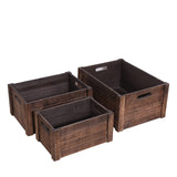 SENRYEE Farmhouse Antique Black Wooden Crate for storage,Rustic Decorative Boxes,Set Of 3 Extra Large Nesting Wooden Storage Crates For display ,Handmade Natural Solid Wood Box (Rustic Black) SENRYEE