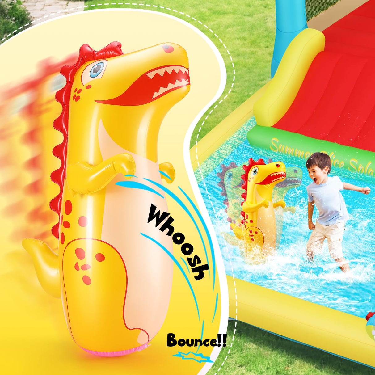 AKEYDIY Bounce House Water Slide for Kids 3-12 - Outdoor/Indoor Inflatable Water Bounce House with 3 Slides, Climbing Wall, Ball Pit & Jumping Area - Water Bouncy House Includes Blower (15.6ft x 11ft) AKEYDIY