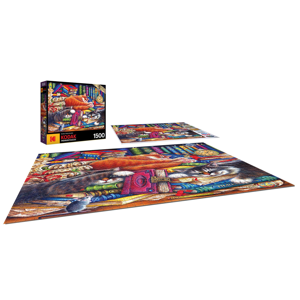 RoseArt - Kodak Premium - The Old Book Shop Cats - 1500 Piece Jigsaw Puzzle for Adults RoseArt