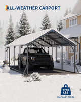 Garveelife 11'x20'x9' Vertical Roof Metal Carport, Heavy Duty Steel Car Ports for All-Weather, for Full-Size Pickup Trucks, Boats, and Tractors GarveeLife