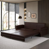 Tmsan 93.7" King Pull Out Sofa Bed, 3 in 1 Convertible Sleeper Sofa, 3 Seat Couch with Nailhead Trim & Rolled Arm for Living Room, Apartment, Dark Brown PU Leather Tmsan