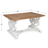 Kate and Laurel Wyldwood Rustic Carved Coffee Table, 38" x 23" x 18", Distressed Brown and White, Farmhouse-Inspired Living Room Decor Kate and Laurel