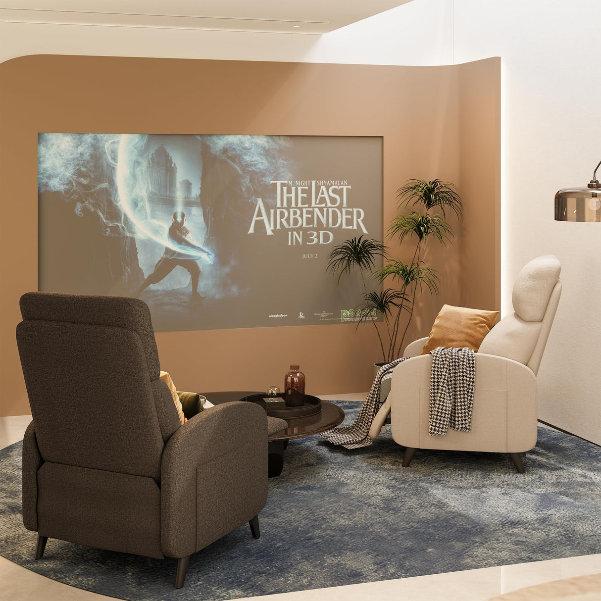 Softa Recliner Chair for Adults, Adjustable Fabric Reclining Armchair with Side Pockets and Extended Footrest, Small Push Back Single Sofa Recliner for Living Room, Home Theater Seating (Brown) Softa