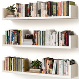 VMROF Wall Bookshelf, Set of 3, 36 Inches U Shaped Wall Shelves, Long Deep Floating Shelves, Large Floating Book Shelves - Wood Hanging Bookshelves for Kitchen, Bedroom VMROF