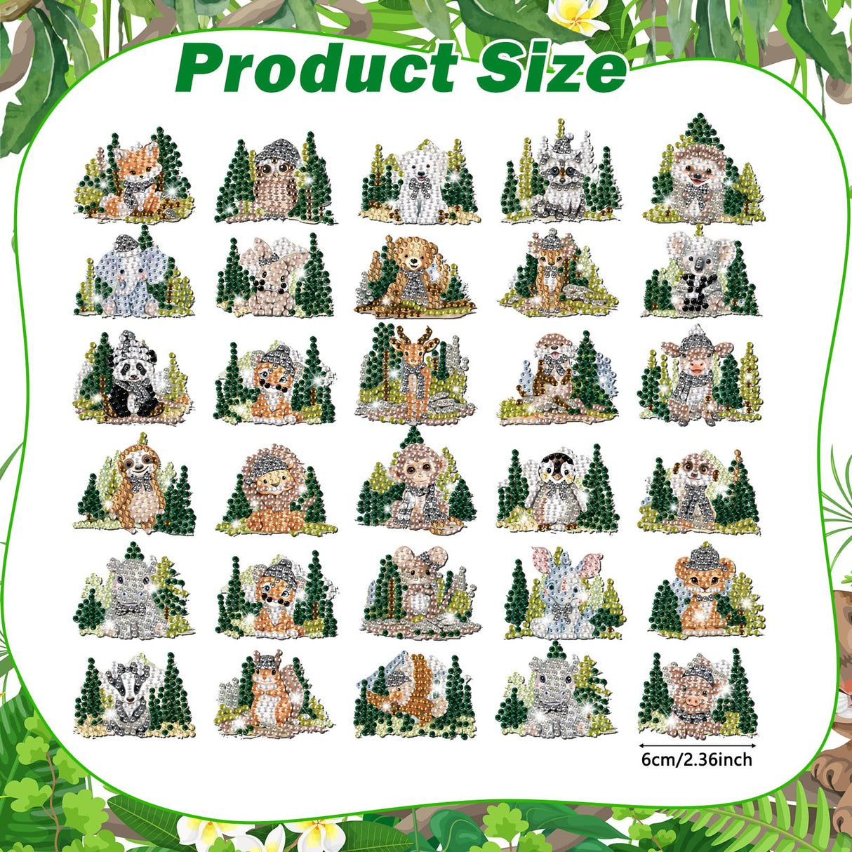 Xuhal 30 Pcs Wild Animal Diamond Painting Magnets Wildlife Diamond Art Magnets Kits for Adults Zoo Jungle Forest Animal Magnetic Sticker 5D Rhinestone Refrigerator Sticker for DIY Craft Fridge Gifts Xuhal