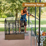 Giluta Gun Rack, Wooden Gun Display Stand with Pistol Rack, Gun Rack Storage Display Floor Standing Shotgun Rack for Home or Garage, Holds up to 10 Long Guns and 4 Handguns Giluta