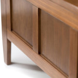 SIMPLIHOME Brooklyn Entryway Storage Bench - 48 inch Wide Solid Wood Storage Seat in Medium Saddle Brown, Contemporary Bench for Entryway or Living Room with Lift-Up Lid and Slatted Backrest SIMPLIHOME