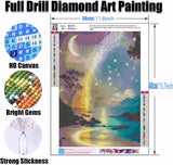 Ekuxom Moon Diamond Art Painting Kits for Adults, Star Glow in The Dark Diamond Art Kits, Full Round Rainbow Diamond Art Dots Wall Art Decor 12x16 in Ekuxom