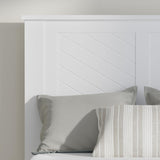 ComfIQ Serene Farmhouse Style Wood Bed in Twin Size with Chevron Scoring Headboard, Coastal Modern Design, Sturdy, Easy Assembly, Ample Underbed Storage, White Finish ComfIQ