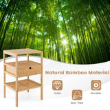 LOKO Bamboo Nightstands Set of 2, Wood Bedside Tables with Pull-Out Drawer & Storage Shelf, Simple Style End Tables for Bedroom, Living Room, Office, Study, Natural LOKO