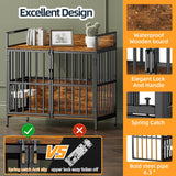Large Dog Crate Furniture, with 360° Adjustable Elevated Feeder, Heavy Dog Furniture, Indoor Decorative Dog Kennel, Sturdy Metal Construction, 38" W×21" D×36" H, Rustic Brown Finish vanjezand