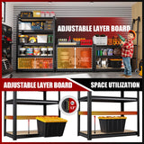 72''H Garage Shelving Heavy Duty 5-Tier Adjustable Storage Shelves Unit,2020 LBS Metal Wood Utility Rack Shelf for Industries, Warehouses, Basement,Black (72'H x 36''W x 16.1''D) LBVSKK