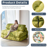 MAXYOYO Folding Sofa Bed, Convertible Sleeper Chair with Pilow Foldable Matress with Back Support, Portable Fold Out Chair Bed for Living Room Bedroom, Green Double MAXYOYO