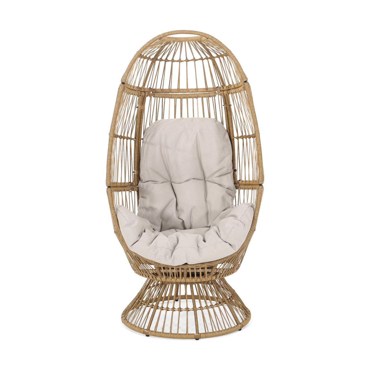 Christopher Knight Home Ellen Outdoor Wicker Swivel Egg Chair with Cushion, Light Brown, Beige Christopher Knight Home