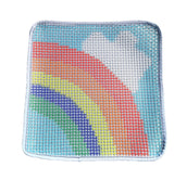Latch Hook Kits Little Rug for Kids Rainbow and White Cloud Color Printed Canvas DIY Handmade Carpet Crochet Yarn Embroidery Needlework Hook Latch Kit Rug Cover Children Handicraft 30x30cm WoodArtSupply