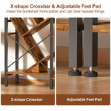 Cutogxon Triple 5 Tier Bookshelf, Large Bookcase Industrial Bookshelf with 19 Open Display Shelf, Wooden Wide Tall Tree Bookshelf for Living Room Home Office, Rustic Brown Cutogxon