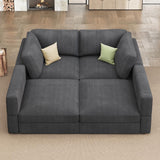 HONBAY Modular Sectional Couches with Storage Corduroy Sectional Sleeper Sofa Modular Sectional Couches for Living Room,Dark Grey HONBAY