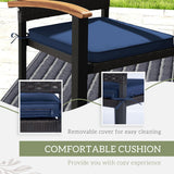 Outsunny 7 Pieces Patio Dining Set with Space-Saving Design, Wicker Patio Furniture Set Outdoor Dining Set with Acacia Wood Table Top, Cushions, for Backyard, Balcony, Garden, Deck, Black Outsunny